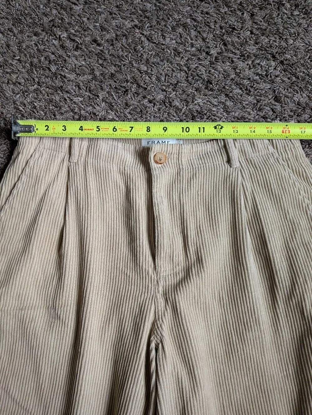 Frame Tan Neutral Straight Leg Cotton Corduroy Trousers 31W 28L